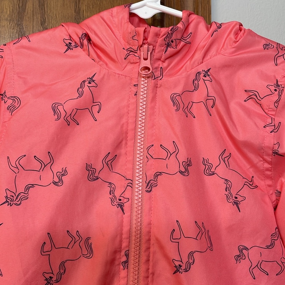 CARTERS UEC Girls Size 8 Unicorn Windbreaker Rain Jacket Pink Water Resistant - Picture 5 of 11